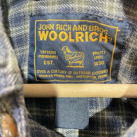 Woolrich John Rich & Bros Men’s Button-Up Flannel Shirt Blue Plaid Size XL - Picture 3 of 9